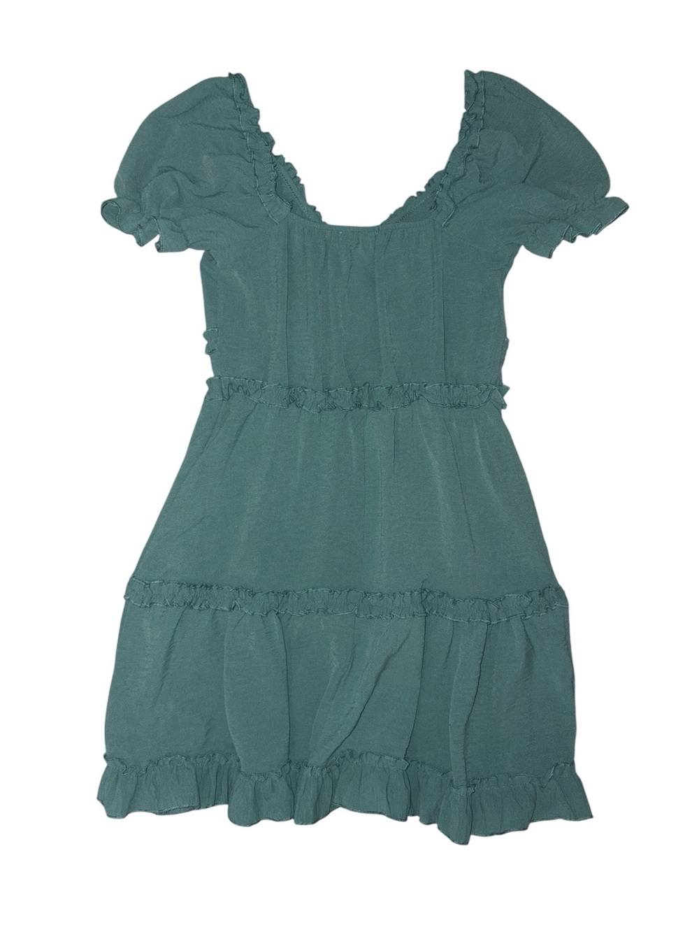 Inspired Hearts Teal Ruffle Mini Dress - Picture 3 of 4